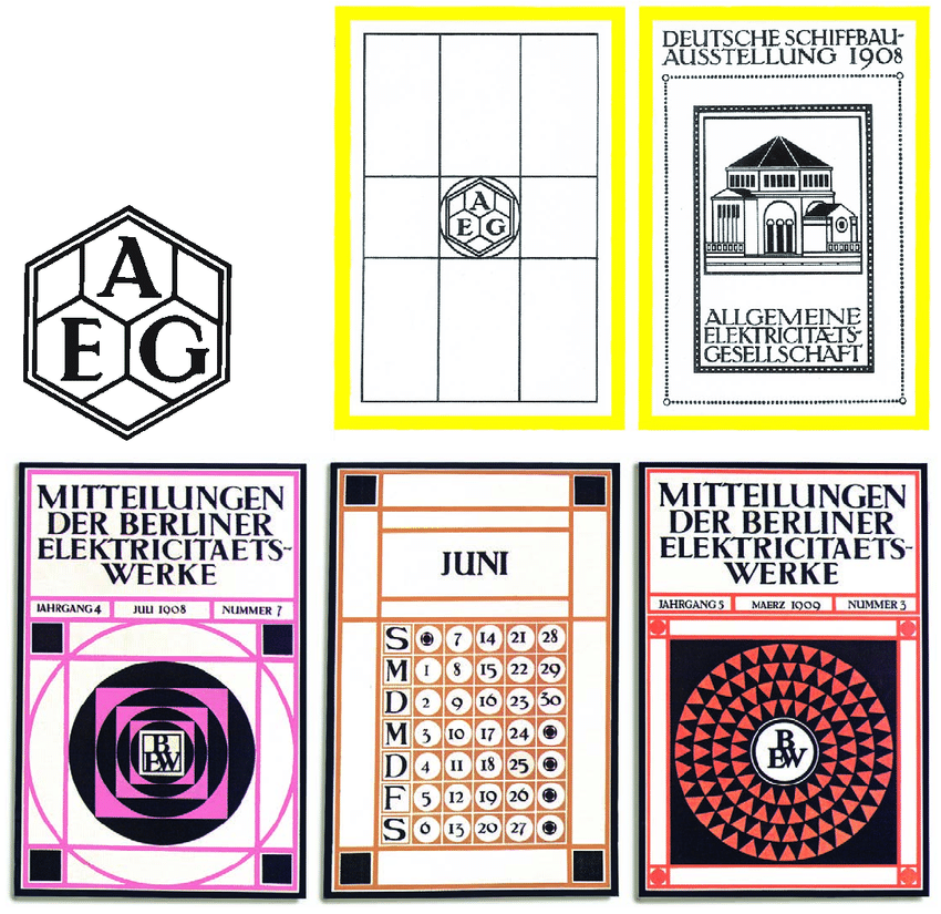 AEG Logo - AEG's logo and covers of printed materials designed by Peter Behrens ...