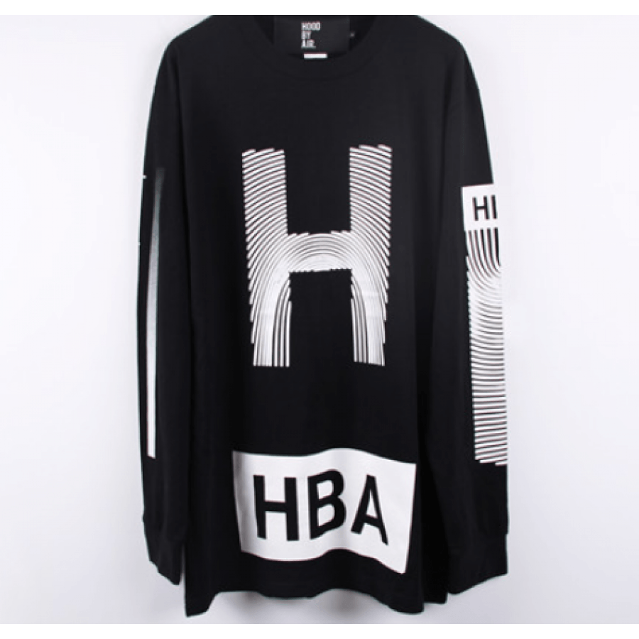 Long Sleeve Hood by Air Logo - Hood by Air HBA Thumb Print Logo Long Sleeves (Black)