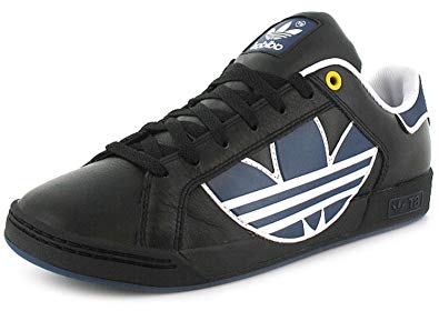 White and Blue Shoe Brand Logo - Mens Gents Black Adidas Trefoil Leather Skate Shoes Trainers