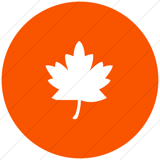 Maple Leaf with Circle Logo - IconsETC » Flat circle white on orange classica maple leaf 1 icon