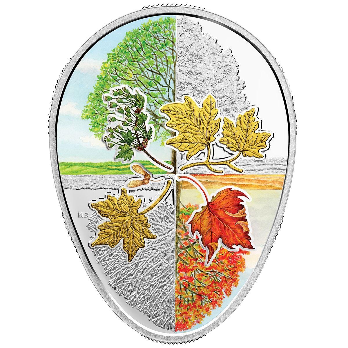 Maple Leaf with Circle Logo - $20 Four Seasons of the Maple Leaf Silver Coin