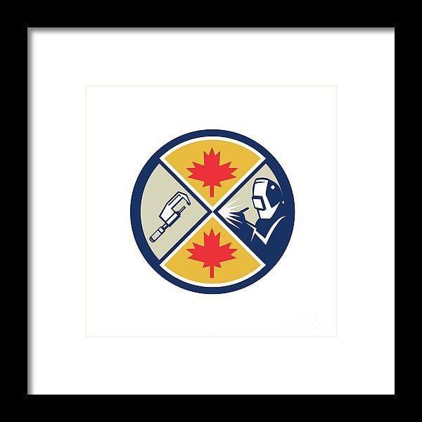 Maple Leaf with Circle Logo - Millwright Caliper Welder Maple Leaf Circle Retro Framed Print by ...