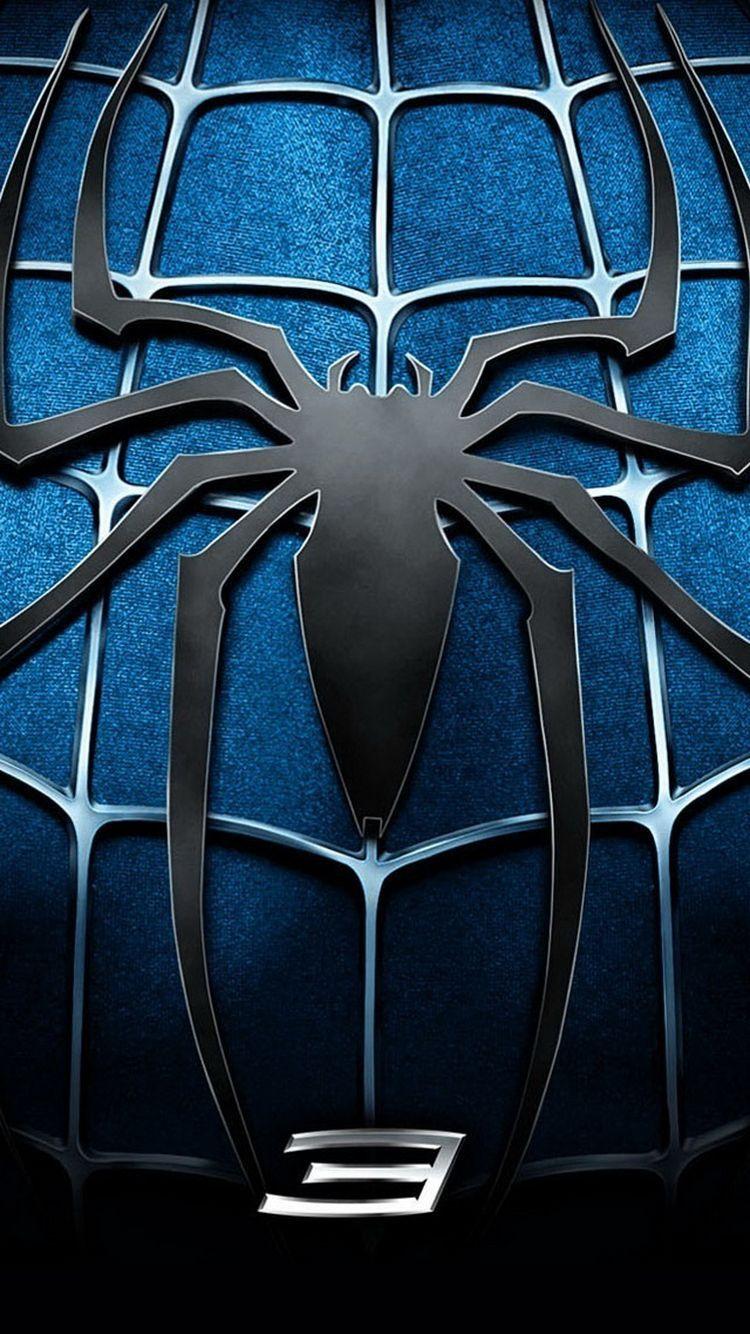 Blue Spider Logo - Download Spider Man 3 Blue Chest Logo iPhone 6 Wallpaper | Cool ...
