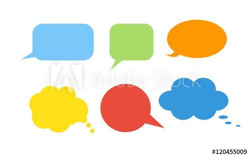 Blue Green Yellow Red Logo - Colorful speech bubbles set on white background. Talk and think ...