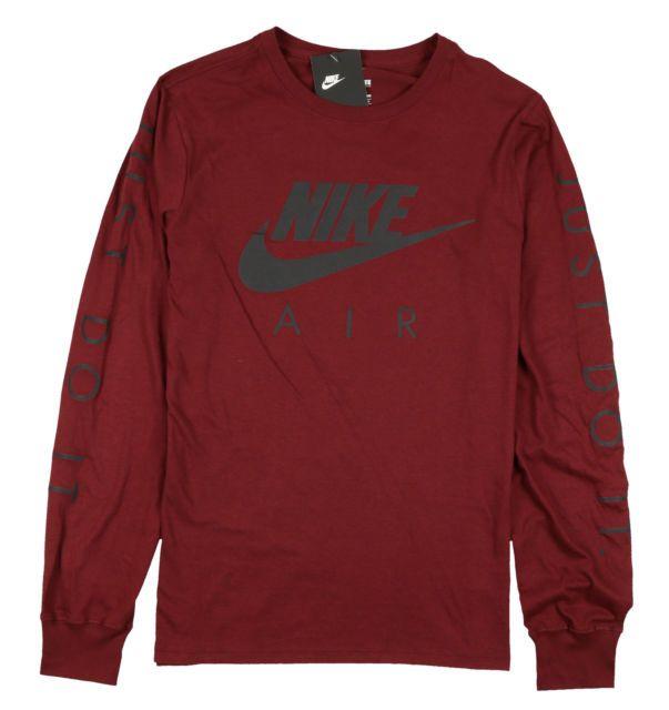 Dark Red Nike Logo - Nike Air Just Do It Dark Red Long Sleeve Graphic T Shirt Mens Small ...