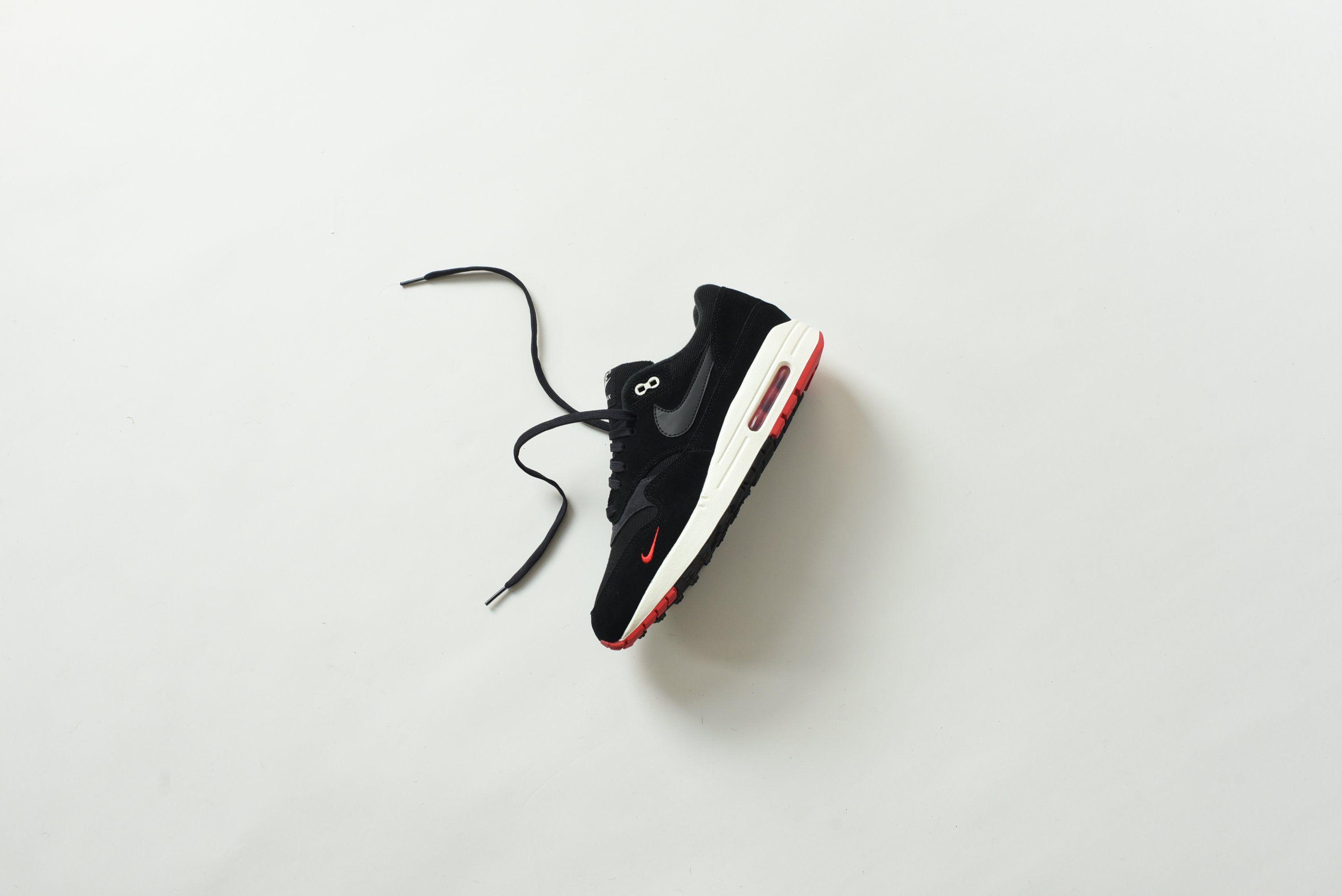 Dark Red Nike Logo - Nike Air Max 1 Premium - Black / Oil Grey / University Red – Kith
