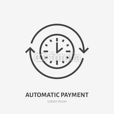 AP Cash Logo - Time flat line icon. Automatic payment concept sign. Thin linear