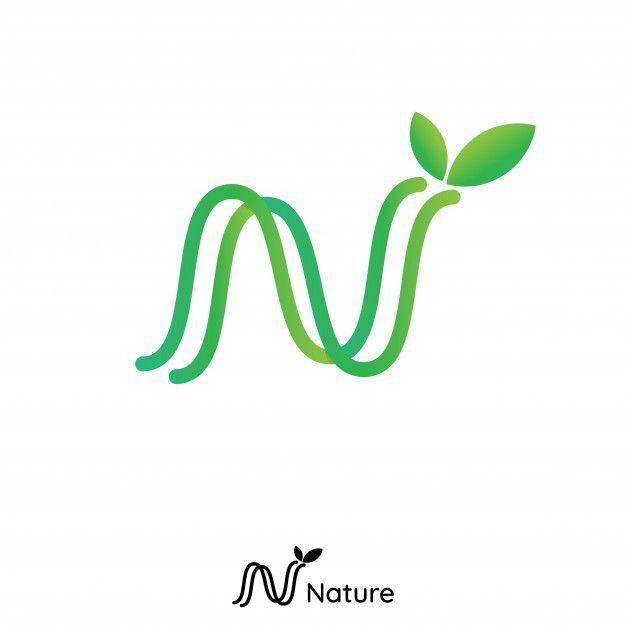 Green Letter Logo - N letter logo. initial line nature leaf logo. green product icon ...