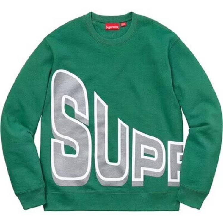 Green Letter Logo - Cheap Supreme Big Silver Letter Logo Green Sweatshirt and New Socks ...