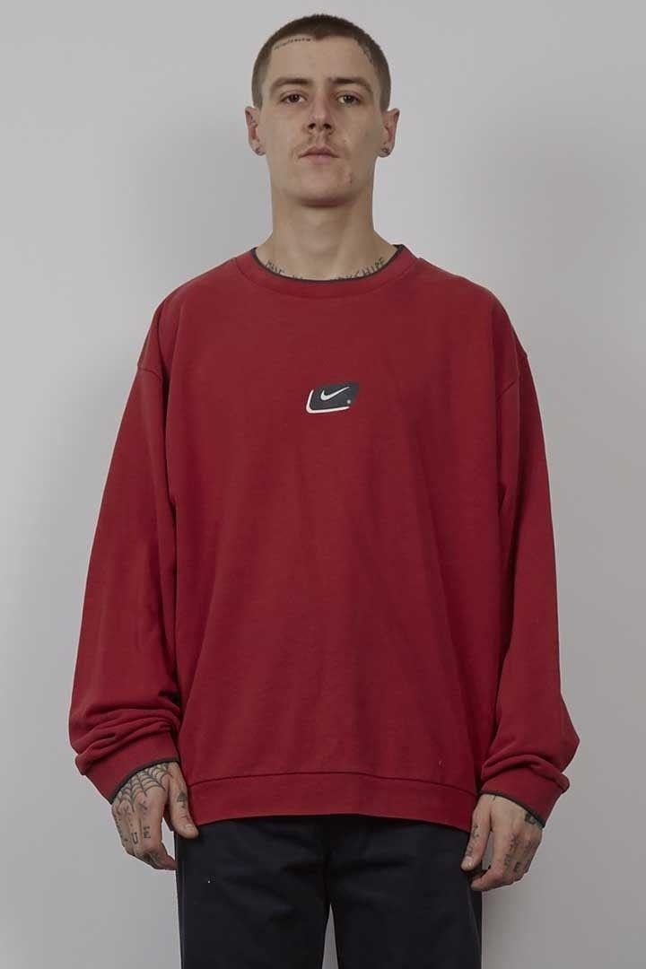 Dark Red Nike Logo - Vintage 90's Nike logo dark red sweater. Nordicpoetry.co.uk
