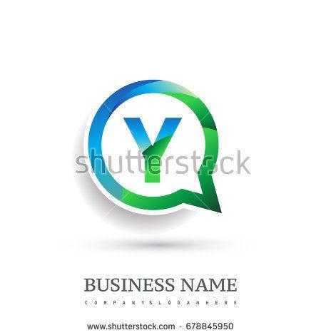 Green Letter Logo - logo Y letter green and blue on circle chat icon. Vector design ...
