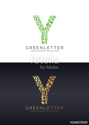 Green Letter Logo - Green letter Y logo template with green leafs. Eco design element ...