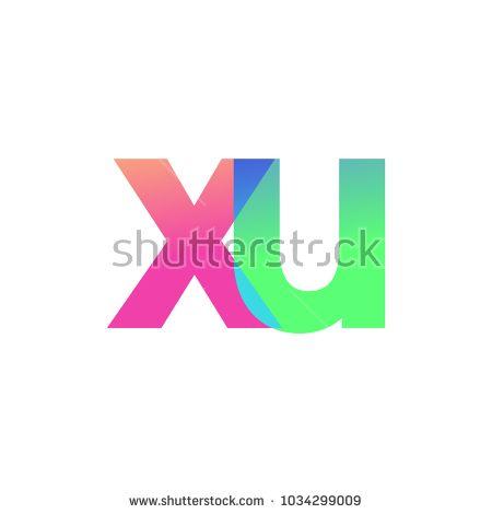 Green Letter Logo - Initial Letter XU Lowercase Logo green, pink and Blue, Modern and ...