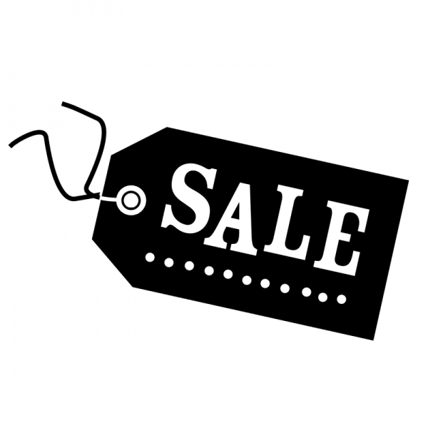 Sale Logo - Shop window sale sticker in the style of a cothing tag / label