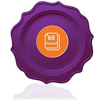Purple Color Theme Logo - Tiger Chef 60 Count, 10 Inch Purple Color, Scalloped Rim