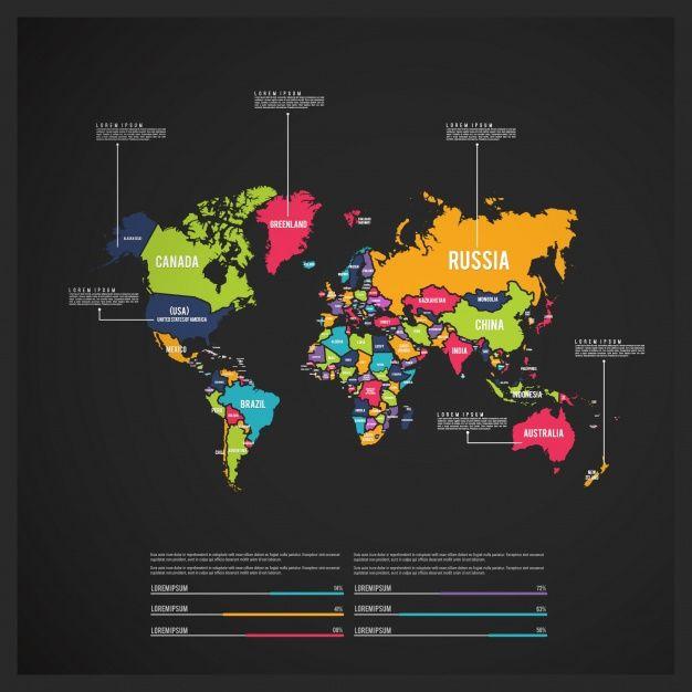 Multi Color World Logo - Multicolor world map infographic Vector | Free Download
