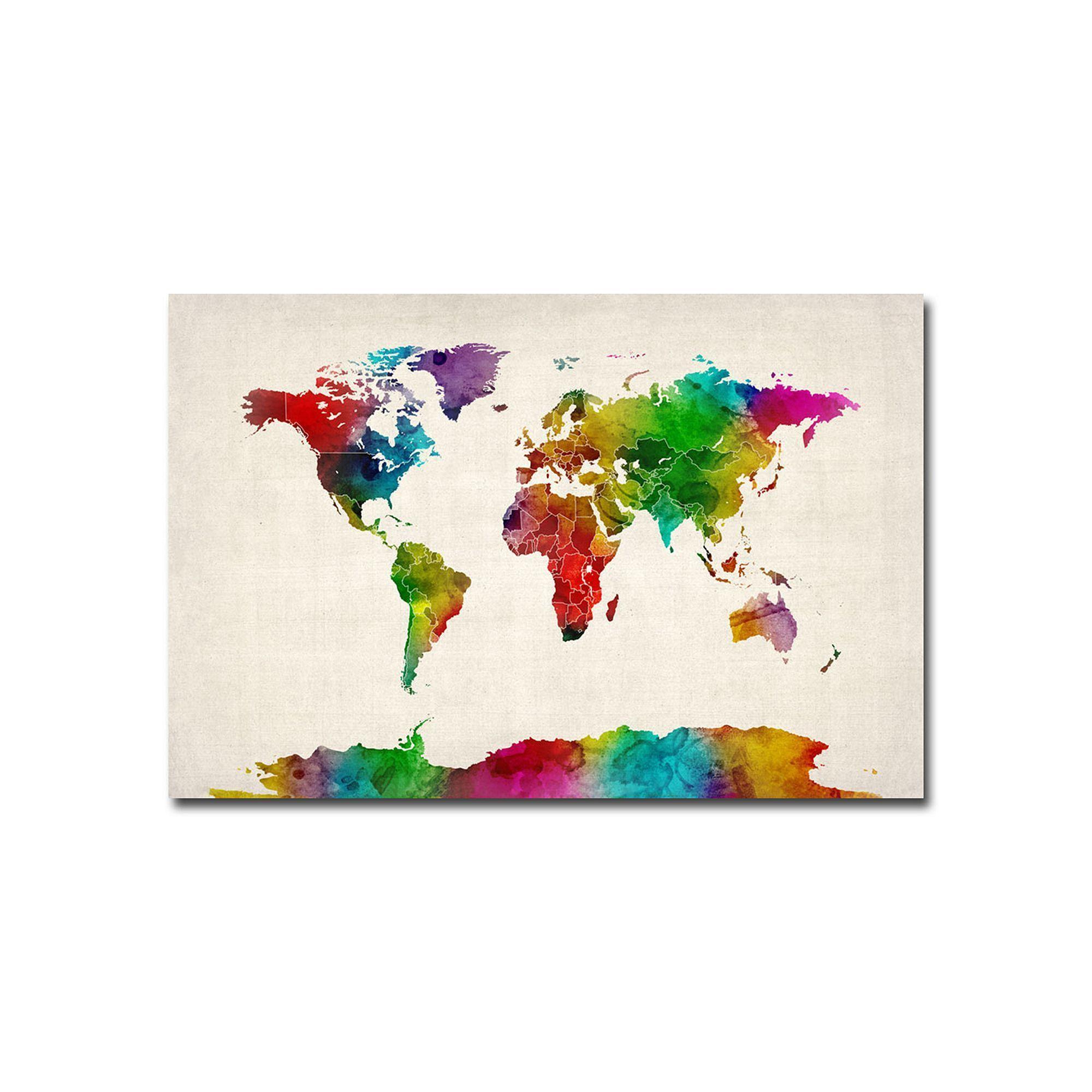 Multi Color World Logo - Water Color World Map II Canvas Wall Art. Products