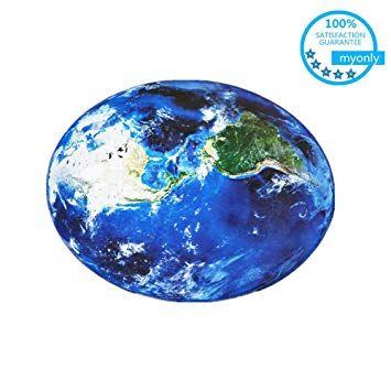 Multi Color World Logo - Myonly Non Slip Kid's Carpet Round Area Rugs Mat, Earth