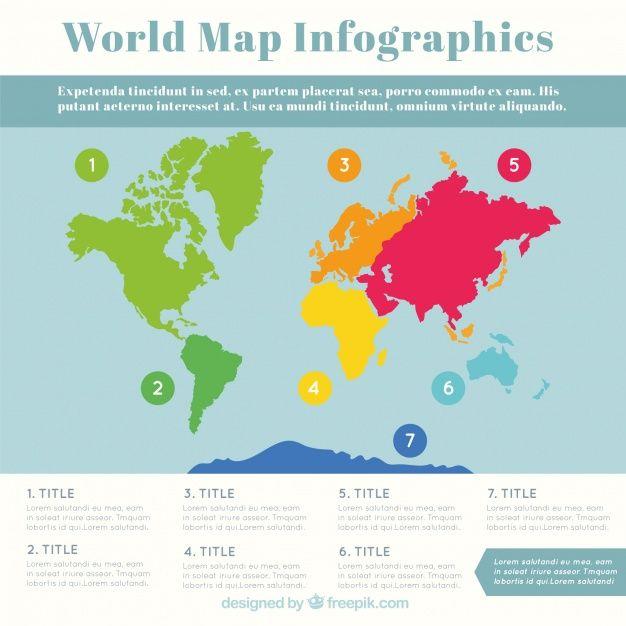 Multi Color World Logo - Multicolor world map infographic Vector
