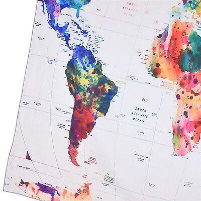Multi Color World Logo - VINTAGE MULTI COLOR WORLD Map Wall Hanging Tapestry Bedspread Living