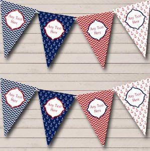 Blue Anchor Red Triangle Logo - Party Banner Bunting Red White Blue Anchor Nautical Sailing Beach