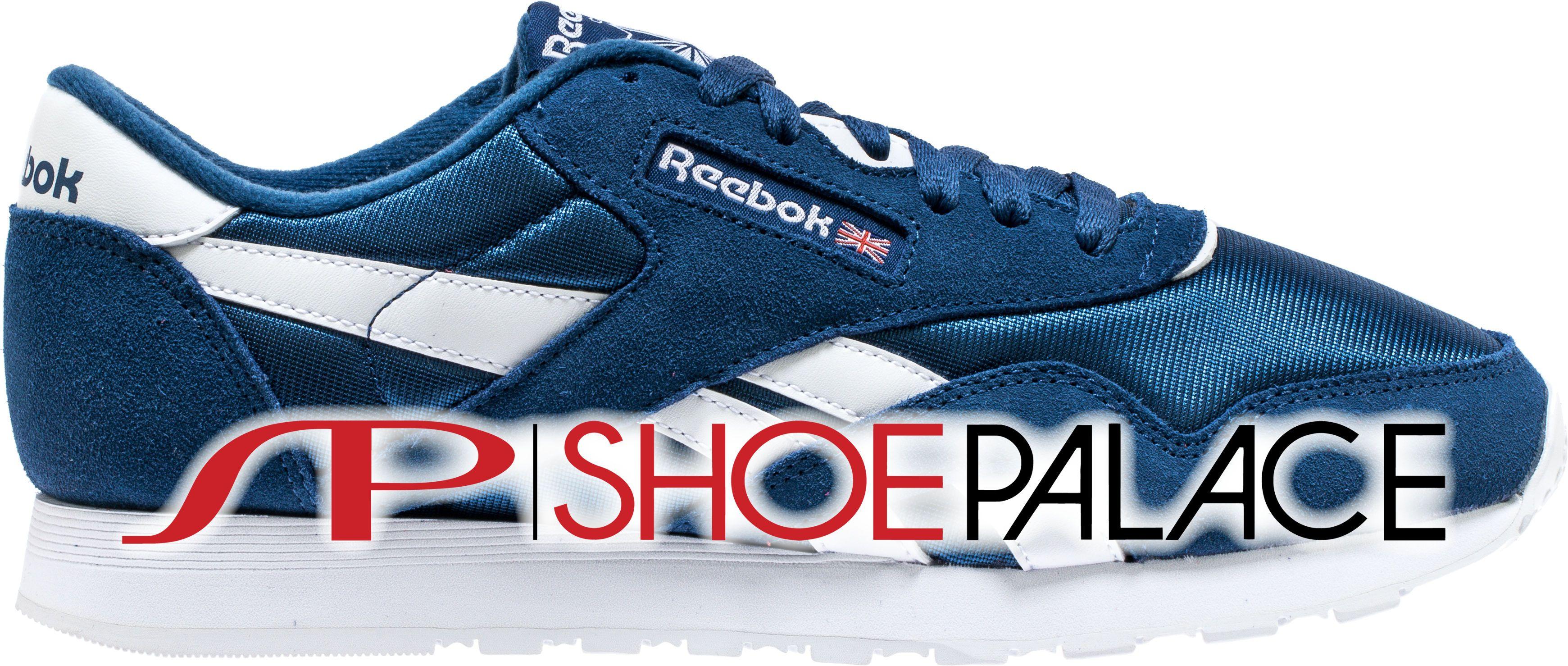 White and Blue Shoe Brand Logo - Reebok CN3267 Classic Nylon Mens Lifestyle Shoe Bunker Blue White