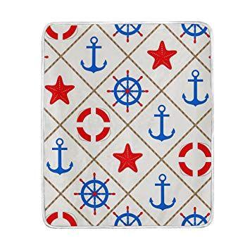 Blue Anchor Red Triangle Logo - Sunlome Blue Anchor Red Starfish Soft Warm Cozy Throw