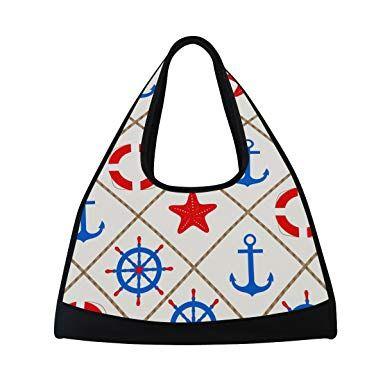 Blue Anchor Red Triangle Logo - Amazon.com | MAPOLO Nautical Blue Anchor Red Starfish Travel Duffel ...