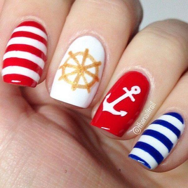 Blue Anchor Red Triangle Logo - nails.quenalbertini: Red, Blue & Gold Nautical Nails with Anchor ...