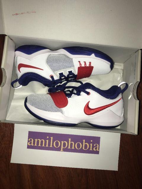 White and Blue Shoe Brand Logo - New Youth PG 1 (PS) Size 3Y Red White Blue Basketball Shoes Paul