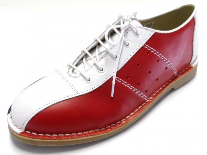 White and Blue Shoe Brand Logo - IKON Original Marriot Red White Blue Mod Bowling Shoes