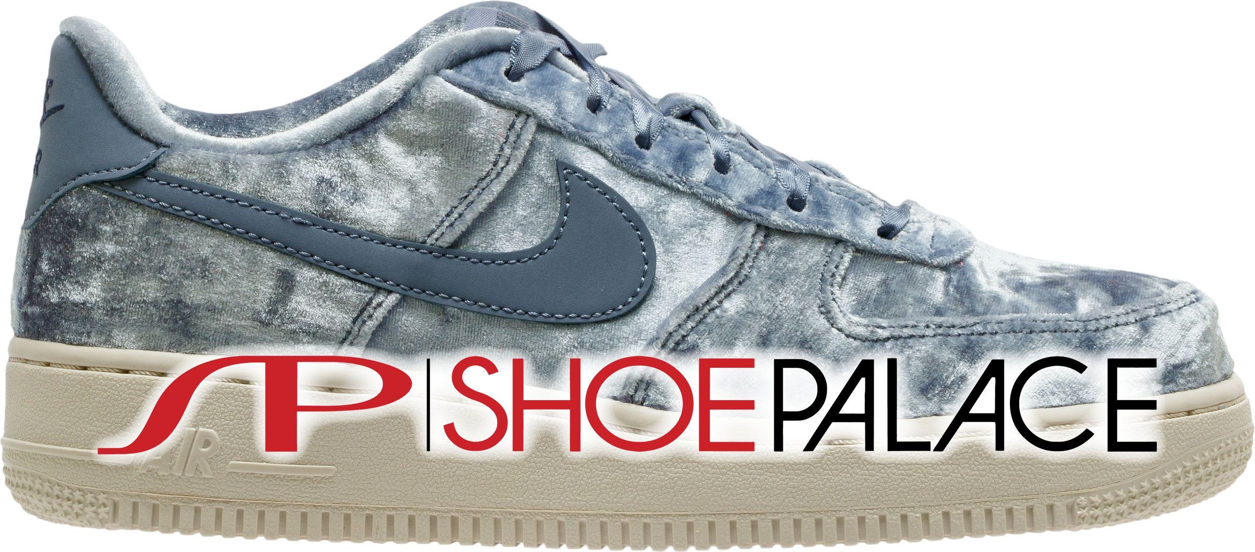 White and Blue Shoe Brand Logo - Nike 849345 401 Air Force 1 LV8 Grade School Lifestyle Shoe Blue