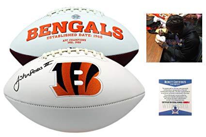 HF Sports Logo - John Ross Autographed SIGNED Cincinnati Bengals Logo Football ...