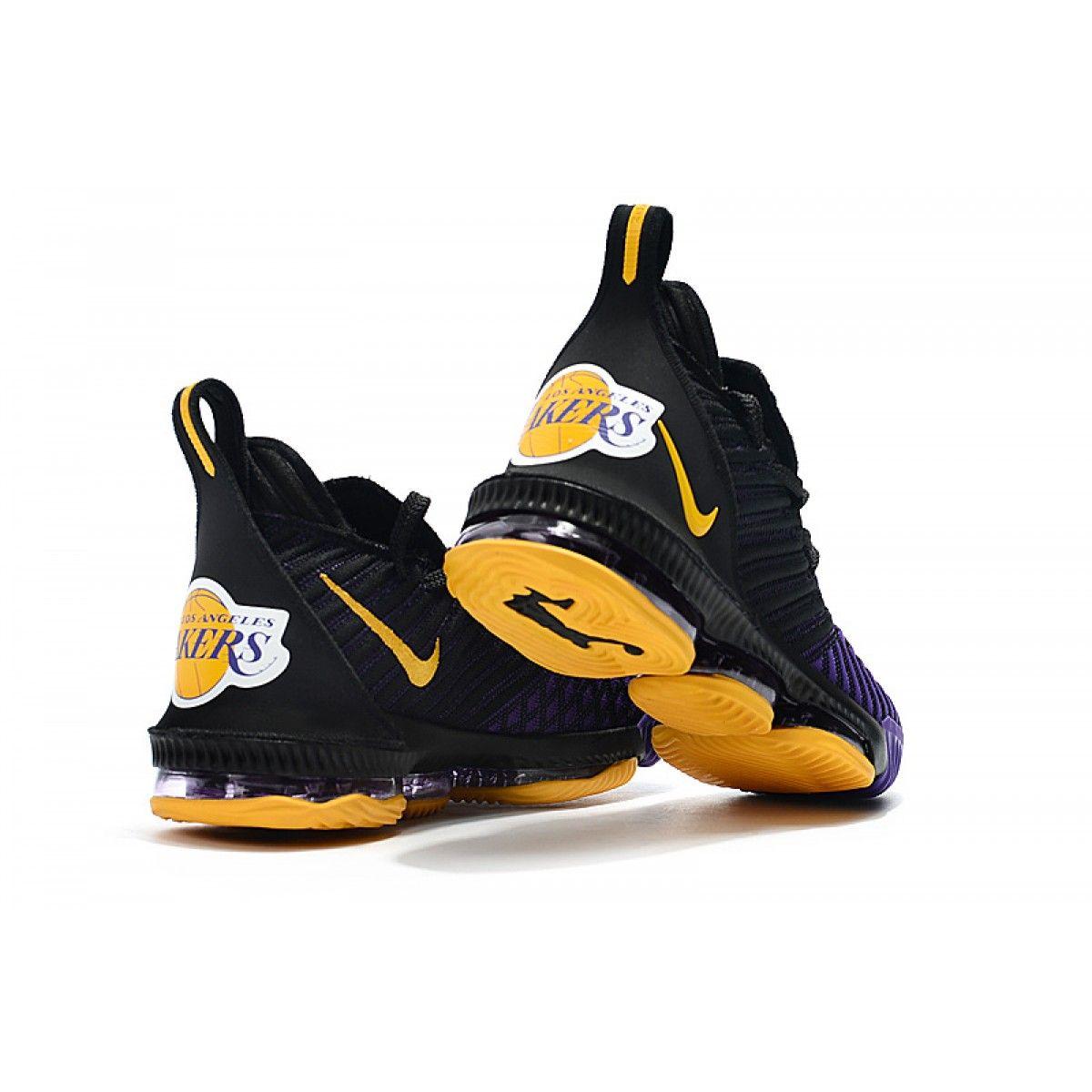 Purple LeBron Logo - Nike LeBron 16 'Lakers' Basketball Shoe Unisex Black Purple Yellow