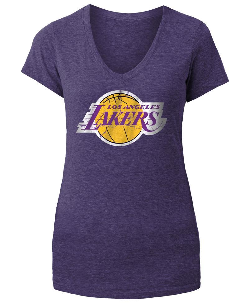 Purple LeBron Logo - Los Angeles Lakers Women's LeBron James Primary Logo Cracked T Shirt