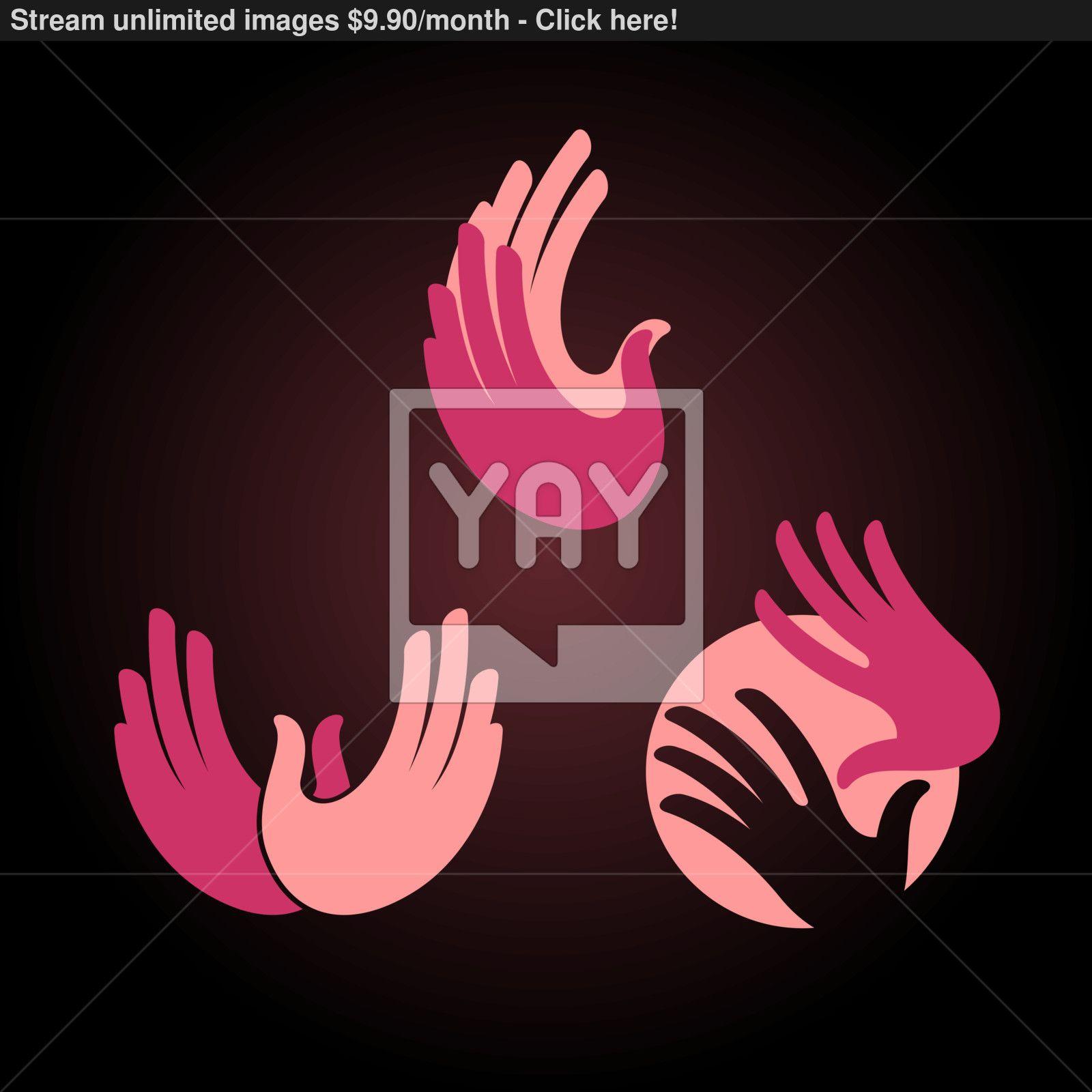 Pink Hands Logo - Hands logo elements vector
