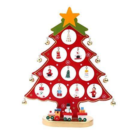 Christmas Tree and a Red S Logo - Colleer Wooden DIY Christmas Tree Decorations Detachable Xmas Tree ...