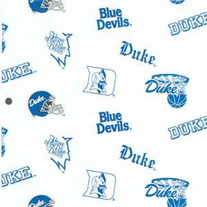White and Blue College Logo - College Logo Duke University Bluedevils Fabric White - Cotton