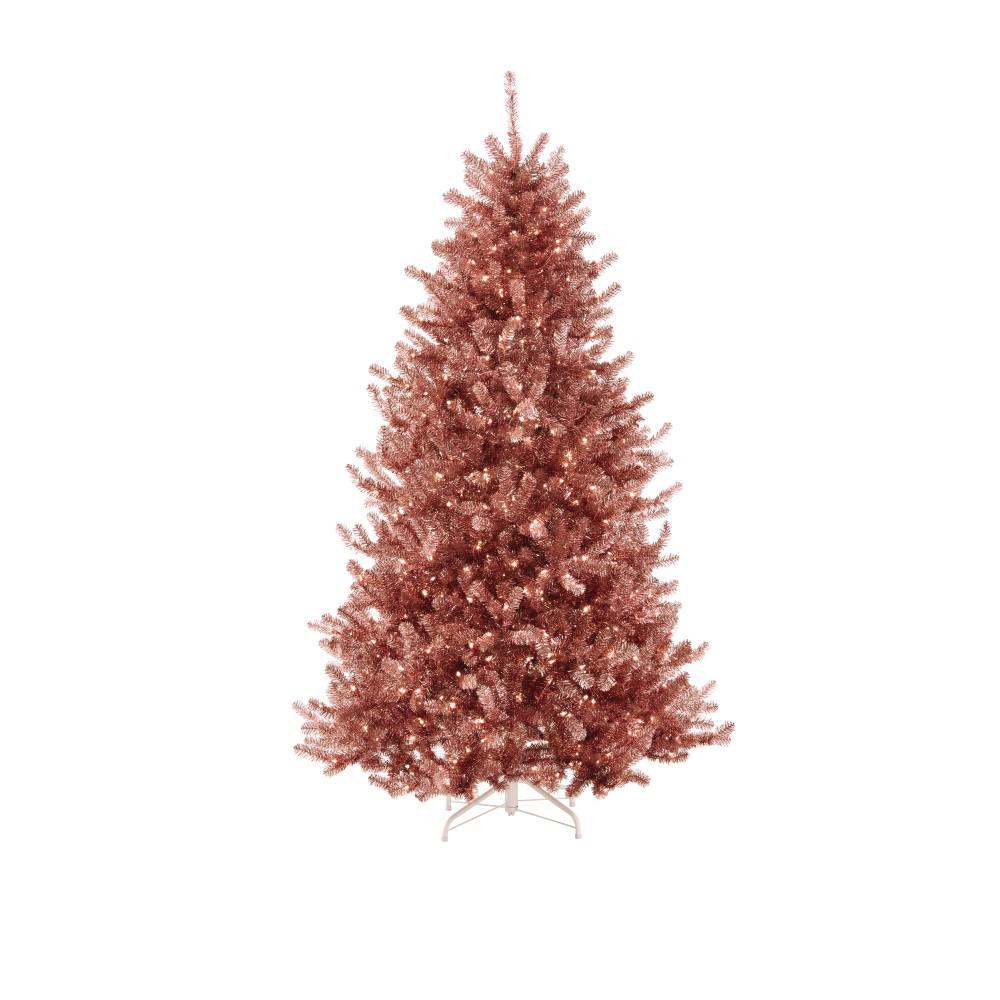 Christmas Tree and a Red S Logo - Martha Stewart Living 7.5 ft. Pre-Lit Sterling Tinsel Pink and ...