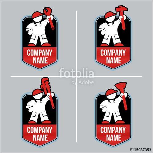 Mechanic Company Logo - Plumber, worker, mechanic, Builder. Vector logos, marks. The logo of ...