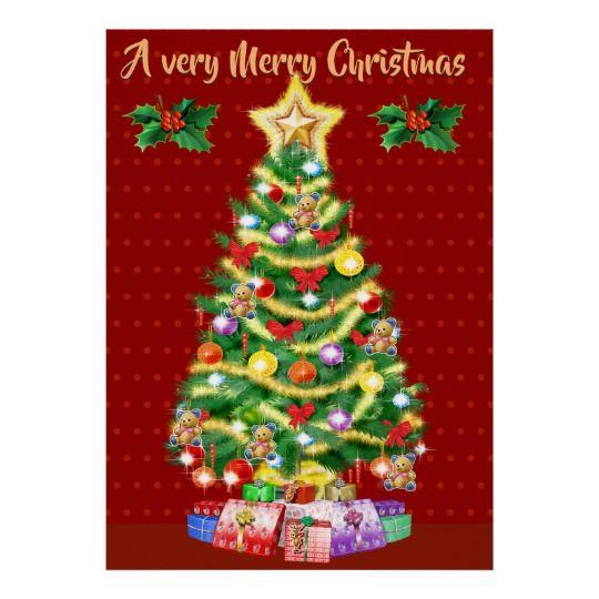 Christmas Tree and a Red S Logo - Large Christmas Tree poster reds. | Zazzle.co.uk