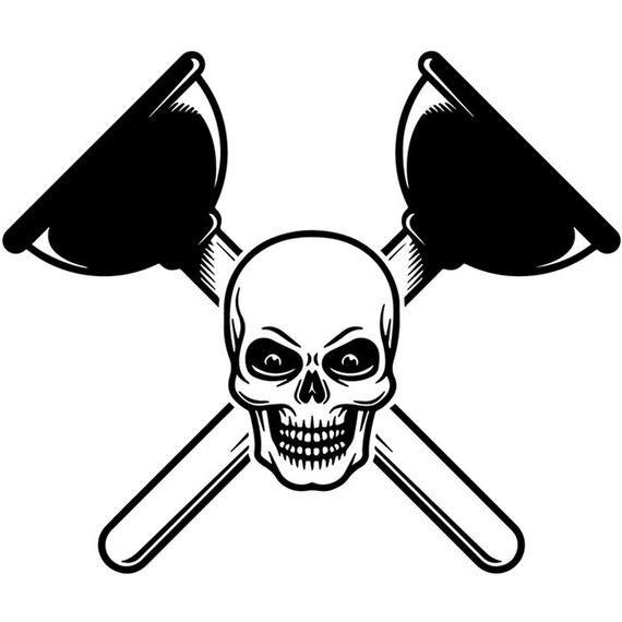 Mechanic Company Logo - Plumber Logo 1 Skull Toilet Plunger Pluming Handyman Mechanic | Etsy