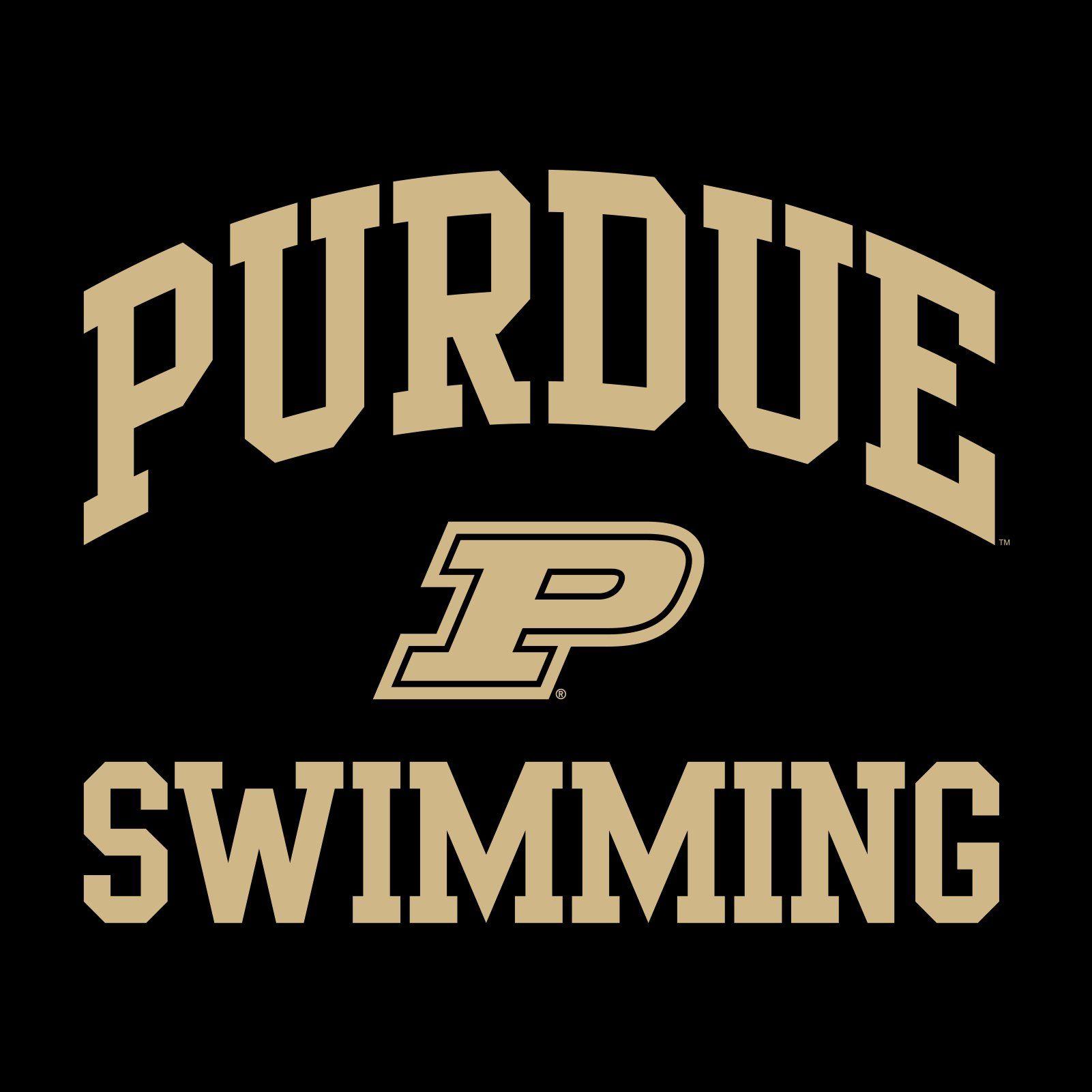 Purdue Logo - Purdue Arch Logo Swimming T Shirt - Black - Underground Printing