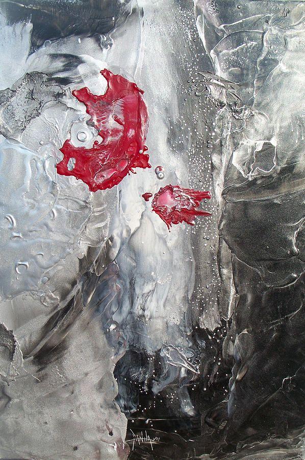 Black N Red and White Logo - Black N White N Red All Over II Painting by Danita Cole