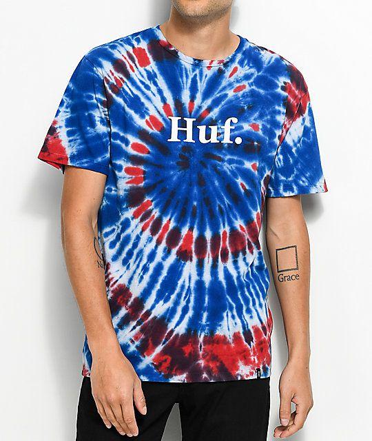 White and Blue Clothes Logo - HUF 4th Of July Red, White & Blue Tie Dye T-Shirt | Zumiez