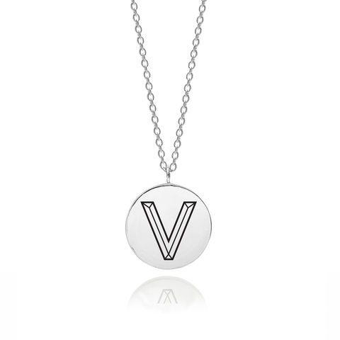 Silver V Logo - FACETT INITIAL I NECKLACE - SILVER - Myia Bonner