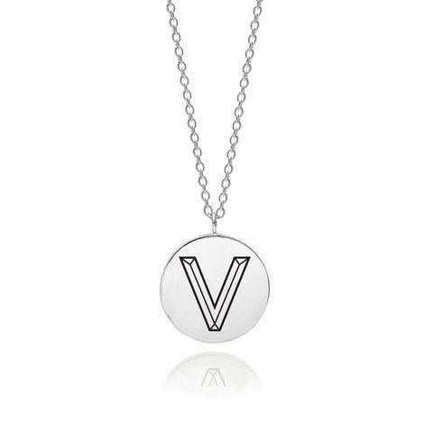 Silver V Logo - FACETT INITIAL I NECKLACE - SILVER - Myia Bonner