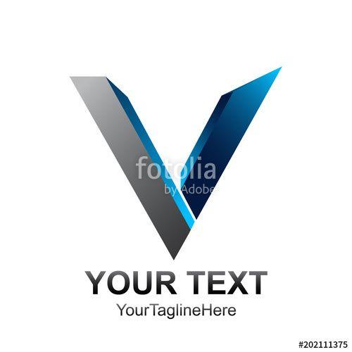 Silver V Logo - Initial letter V logo template colored blue silver sphere 3d design ...