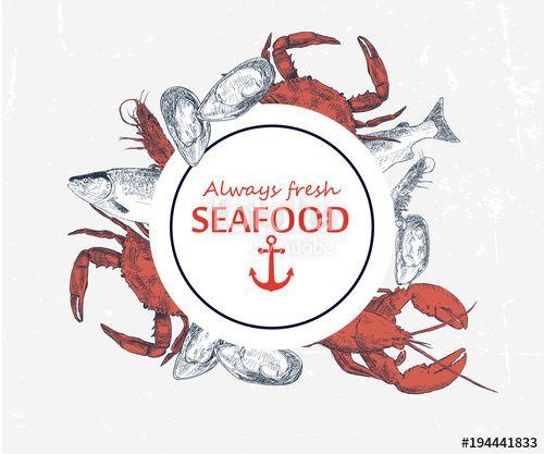 Seafood Logo - Vector hand drawn seafood logo.