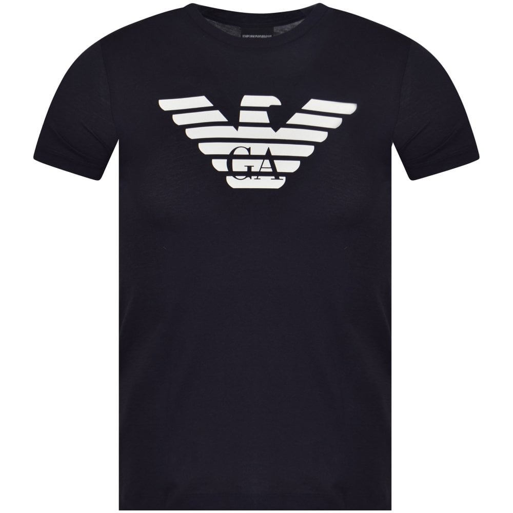 Navy White Logo - EMPORIO ARMANI Navy/White Logo T-Shirt - Men from Brother2Brother UK